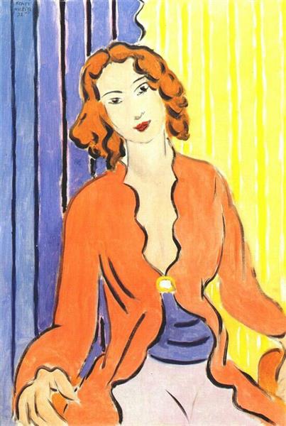 Mujer con fondo azul y amarillo 1932