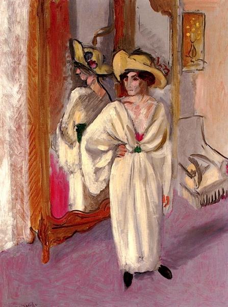 Femme en Blanc Devant un Miroir 1918 