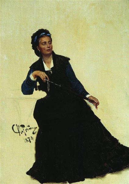 Woman playing with umbrella - 1874