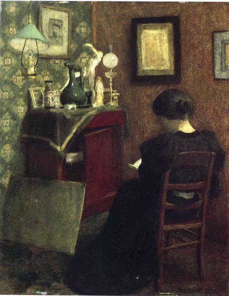 Vrouw lezen 1894