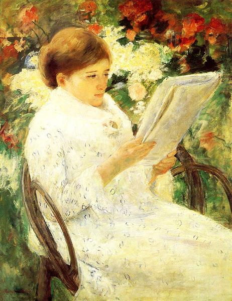 Femme Lire dans un jardin - 1880