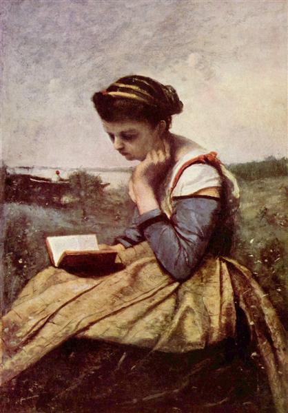 Femme Lire dans un paysage - 1869