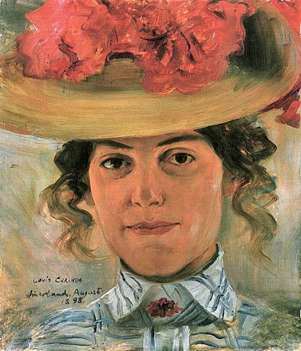 Half a woman portrait with straw hat (Louise Halbe) - 1898