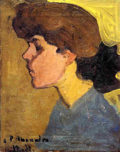 Profile woman head - 1907