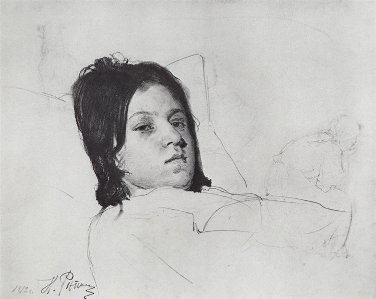 Cabeza De Mujer (Va Repina Acostada En La Cama) - 1872