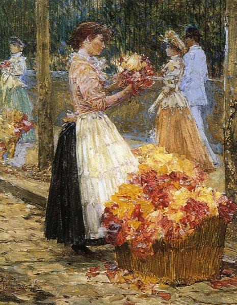 Woman selling flowers - 1889