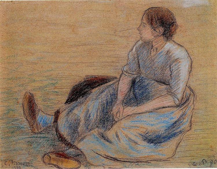 Femme assise sur le sol - 1890