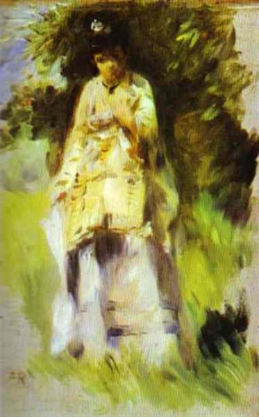 Woman standing next to a tree