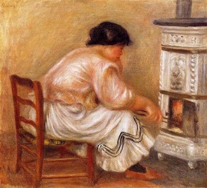 Mujer Alimentando Una Estufa - 1912