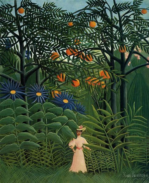 Woman Walking in an Exotic Forest - 1905