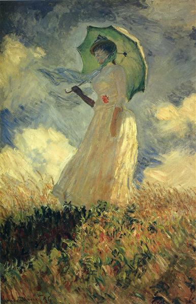 Femme avec parapluie (également connue sous le nom d'étude d'une figure extérieure (en regardant vers la gauche)) - 1886