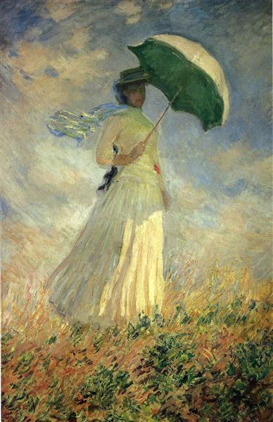 Frau mit Regenschirm, nach rechts schauen (auch als Studium einer Outdoor -Figur (nach rechts)) - 1886