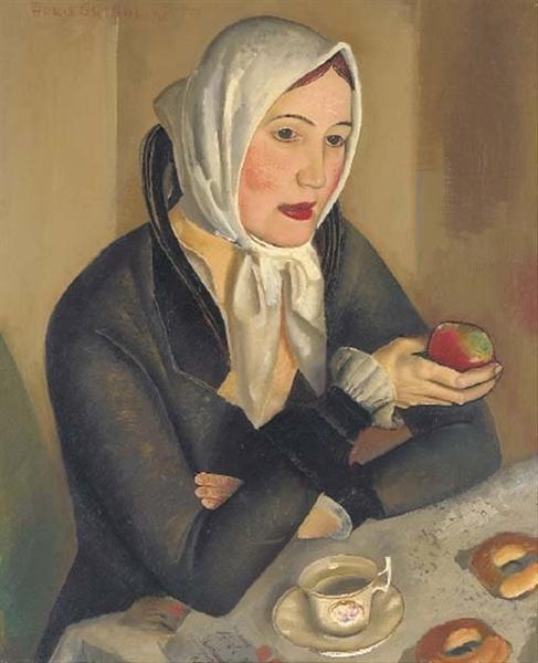 Woman with apple