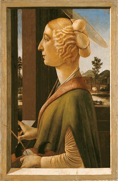 Kobieta z atrybutami Santa Catalina - zwana Catherina Sforza Sandro Botticelli - 1475