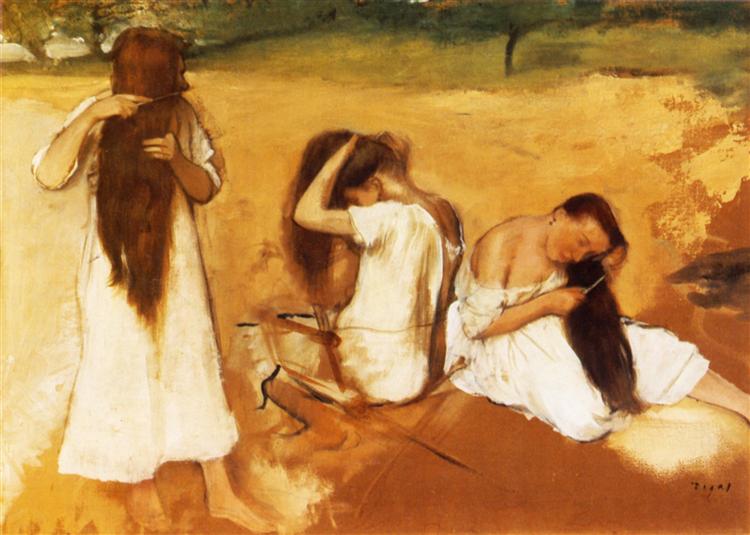 Women Combing Their Hair - 1877