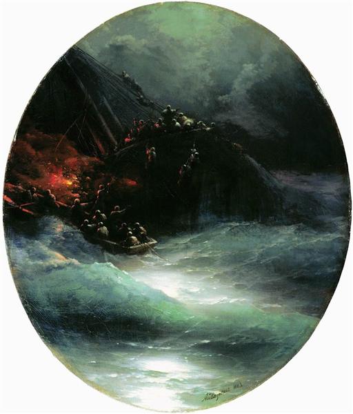 Shipwreck of a merchant ship in the open sea (Shipwreck) - 1883