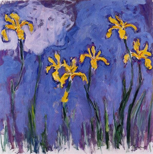 Iris jaune avec nuage rose - 1917