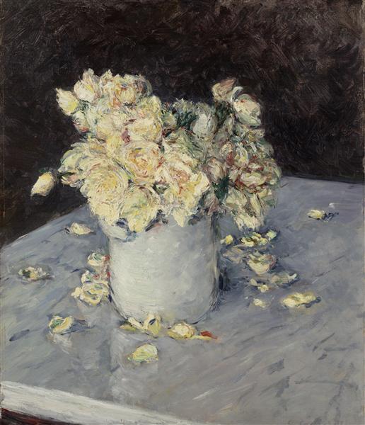 Gelbe Rosen in einer Vase - 1882