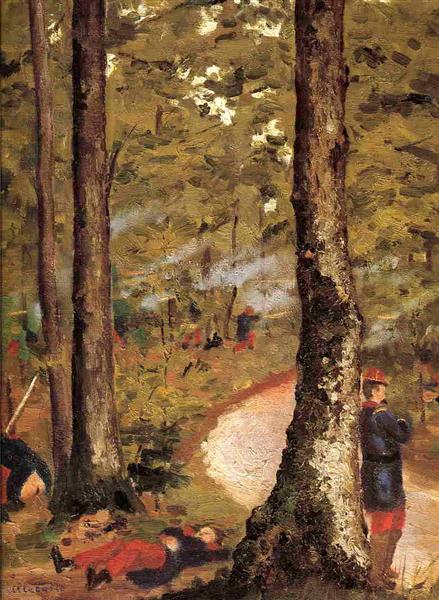 Yerres - soldiers in the forest - 1871