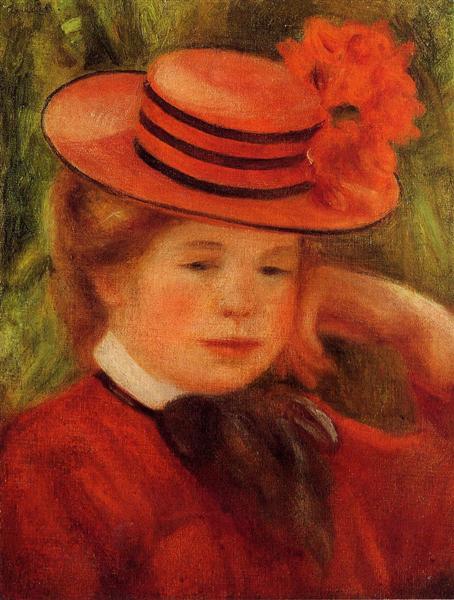 Chica Joven Con Sombrero Rojo - 1899