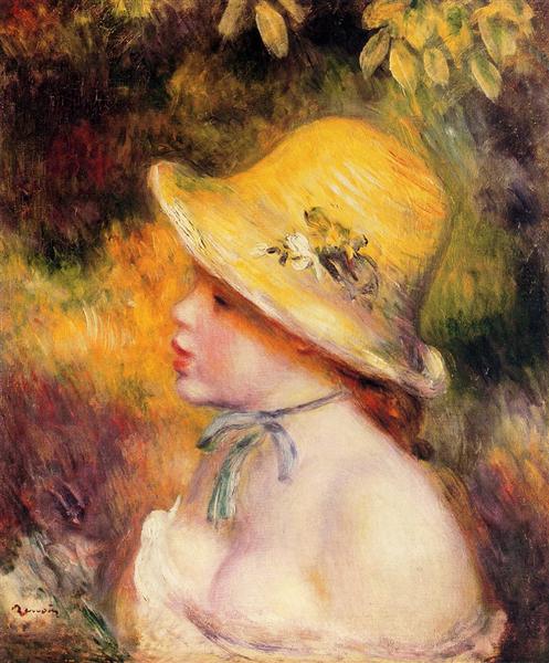 Young Girl with Straw Hat - 1890