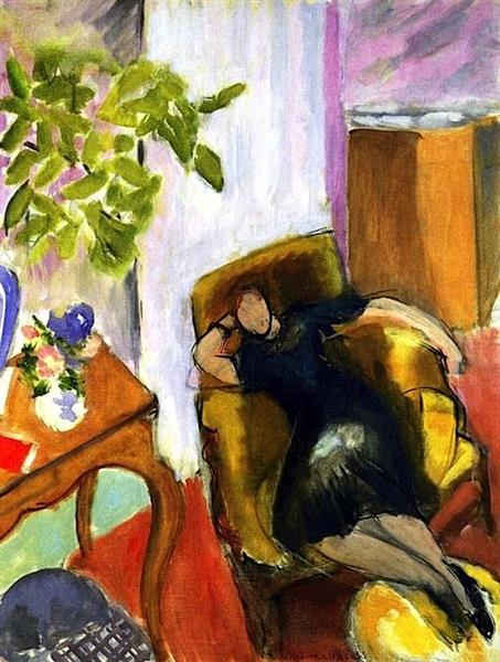 Girl in Black on Yellow Armchair 1935 