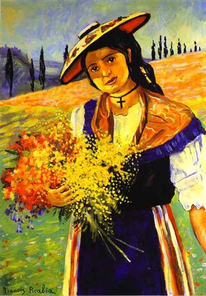 Young girl with flowers - 1942