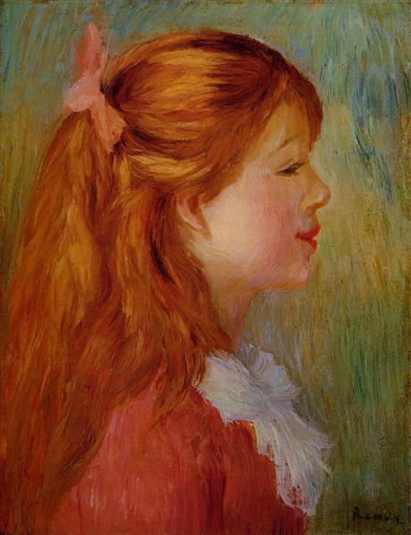 Young Girl With Long Hair In Profile - 1890