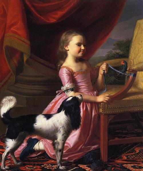 Miss met een vogel en een hond - 1767