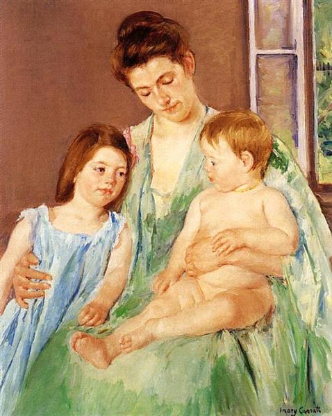 Giovane madre e due figli - 1905