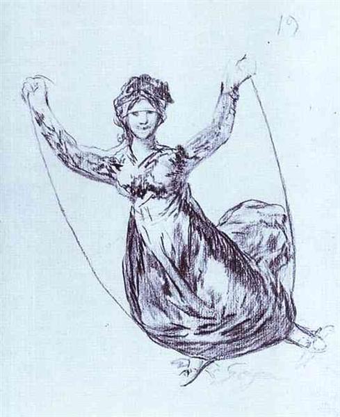 Young Witch Flying on a Rope - 1828