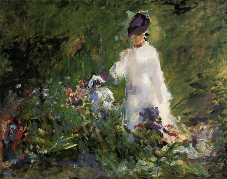 Young Woman Among the Flowers - 1879