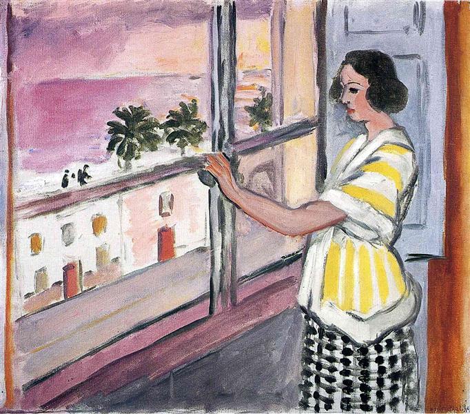 Young woman in the window sunset 1921 