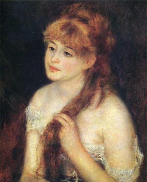 Giovane donna intrecciata i capelli - 1876