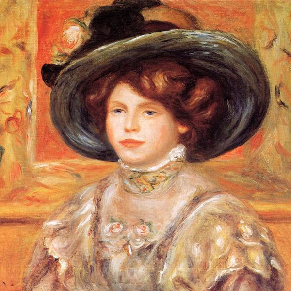 ルノアール　絵画　青い帽子の少女 【世界の名画】　リトグラフ　163/180 ルノアール 絵画 青い帽子の少女 【世界の名画】 リトグラフ 163