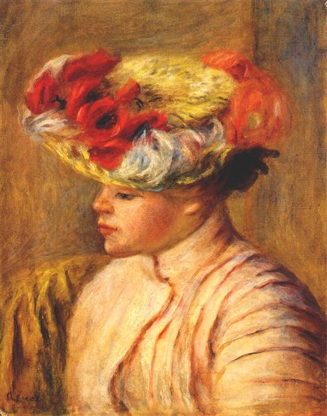 Mujer Joven Con Sombrero De Flores - 1892