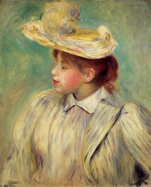 Jeune femme avec un chapeau de paille