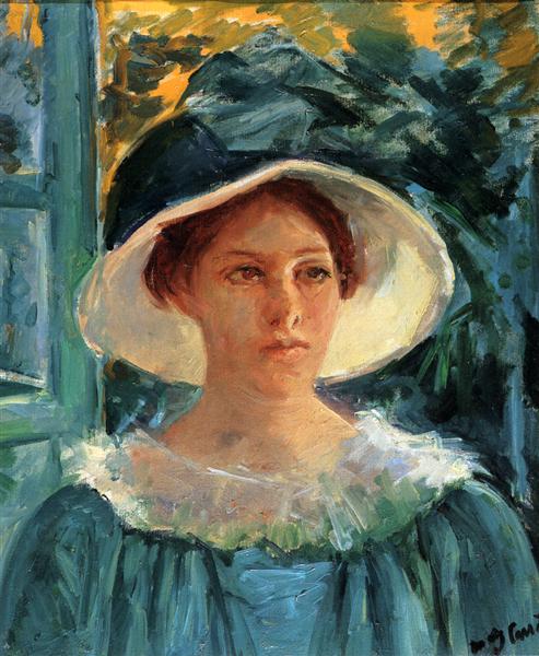 Jeune femme vêtue de vert extérieur sous le soleil - 1914