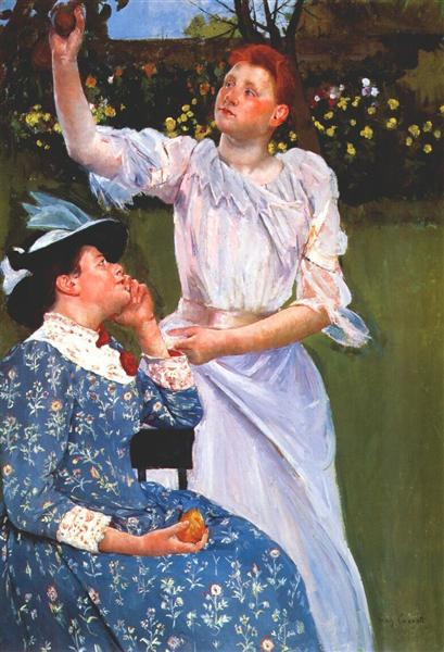 Giovane donna che collega frutta - 1892