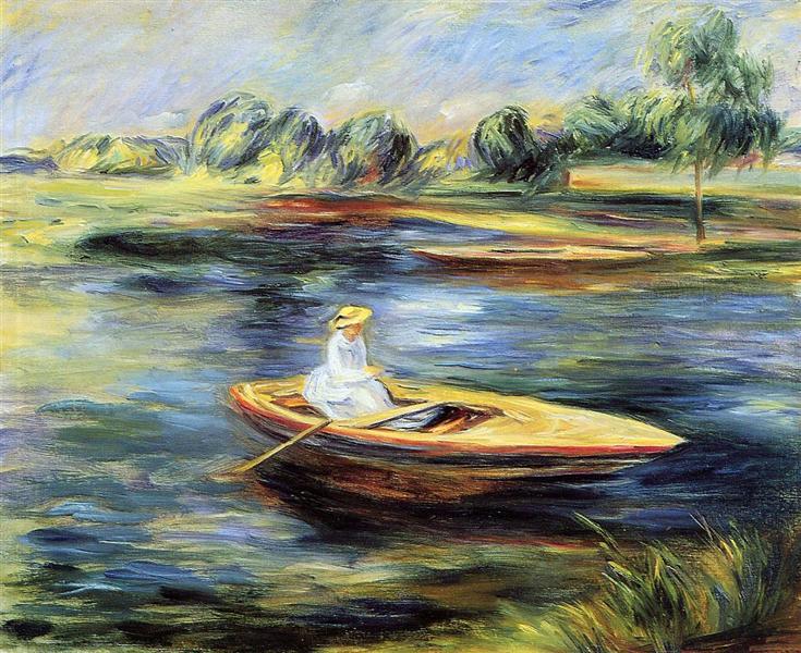 Young woman sitting in a rowing boat