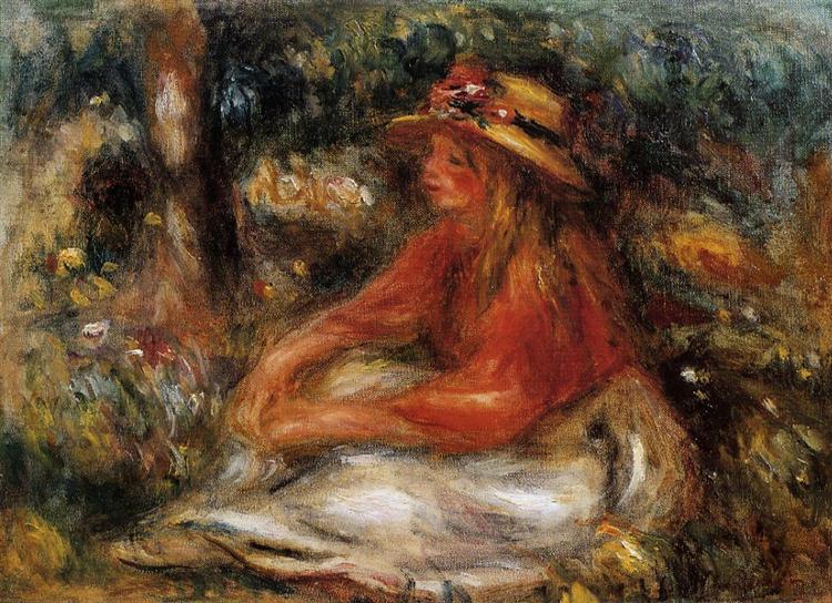 Jeune femme assise sur l'herbe - 1905