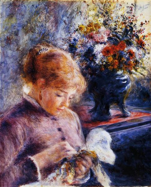 Young Woman Sewing - 1879