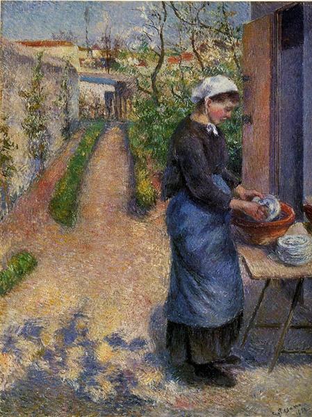 Young Woman Washing Dishes - 1882