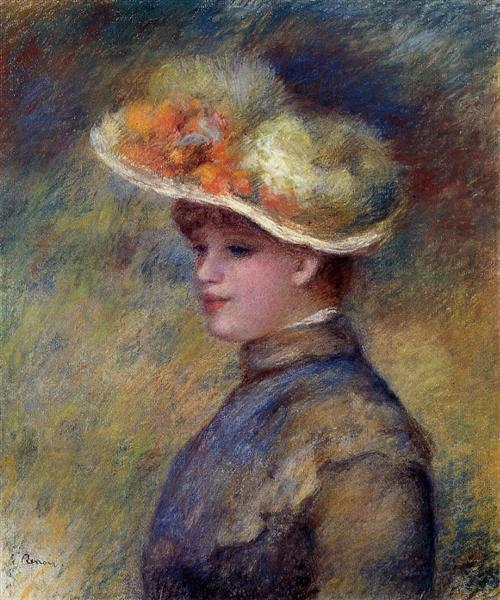 Jeune femme, portant, un chapeau