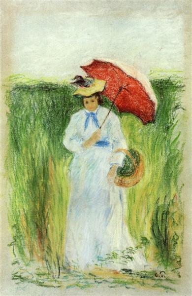 Young woman with umbrellas - 1880