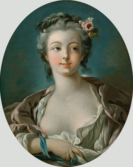 Young woman with flowers badly called MADAME BOUCHER Portrait - 1734