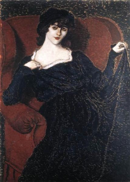 Zorka Bányai with a black dress - 1911