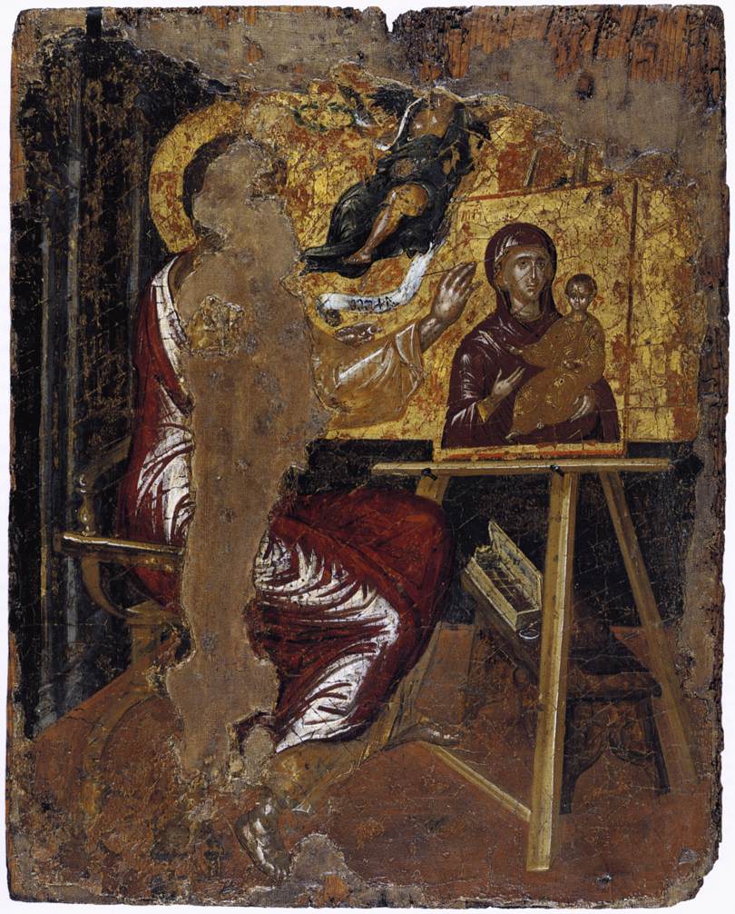 San Lucas målar jungfru och barnet