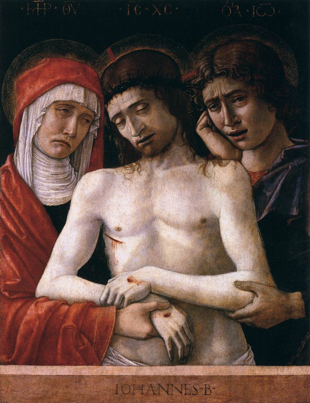 Død Kristus støttet af Virgin og Saint John (Pietà)