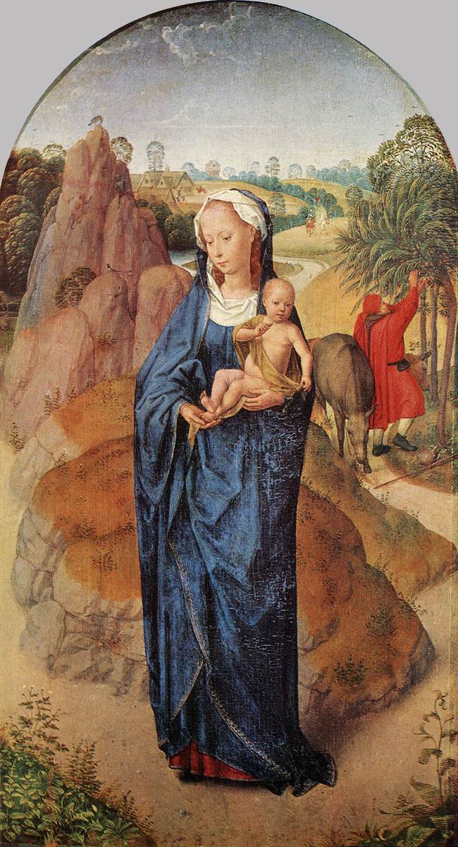 La vierge et l'enfant dans un paysage